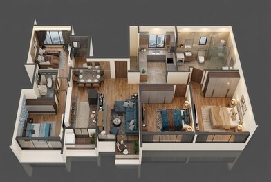 Floor plan of 2 BHK 731 Sq. Ft. Apartment in Gurukrupa Dhyanam, Mumbai