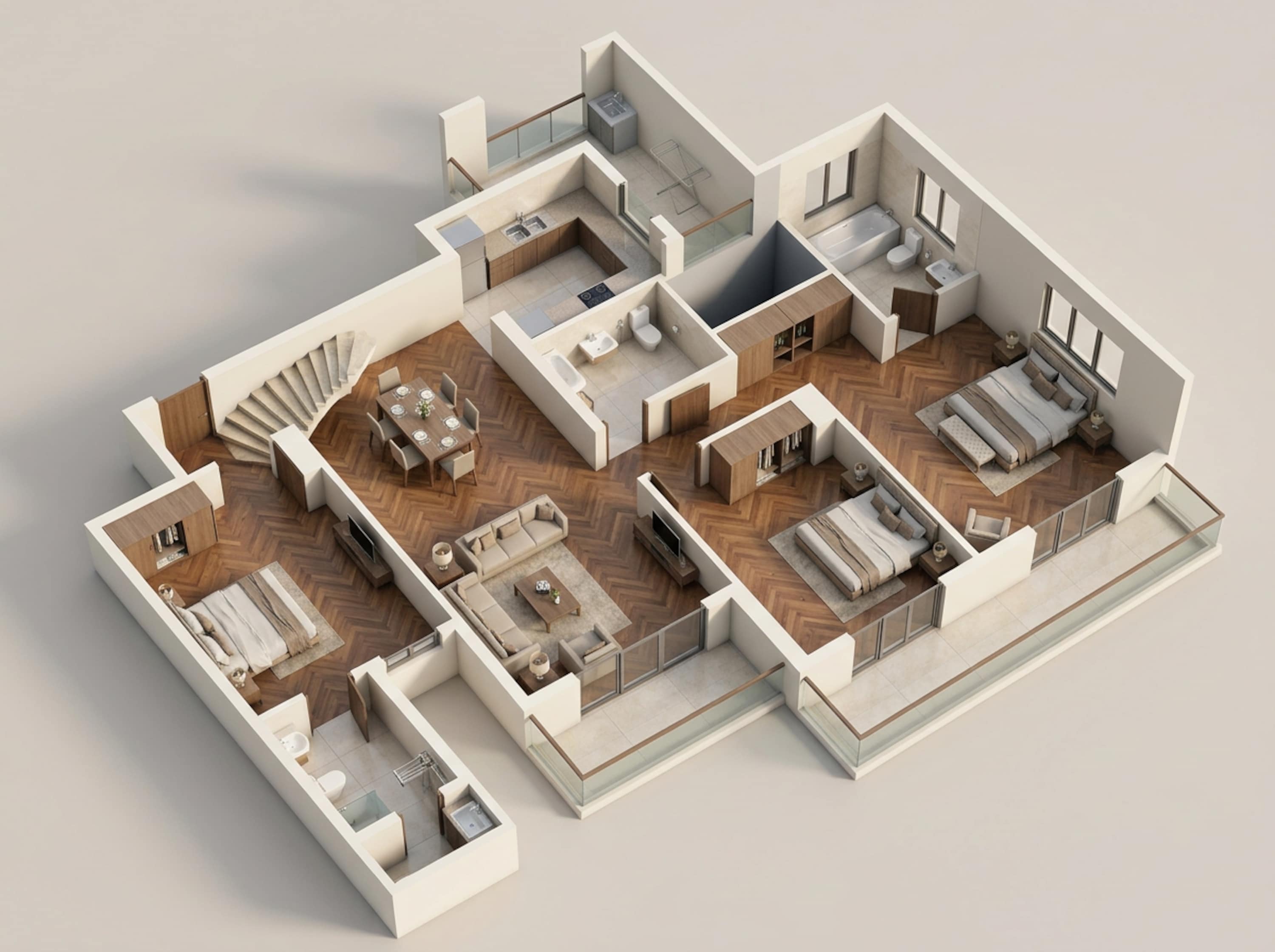 Floor plan of 3 BHK 1905 Sq. Ft. Apartment in Eldeco La Vida Bella, Greater Noida