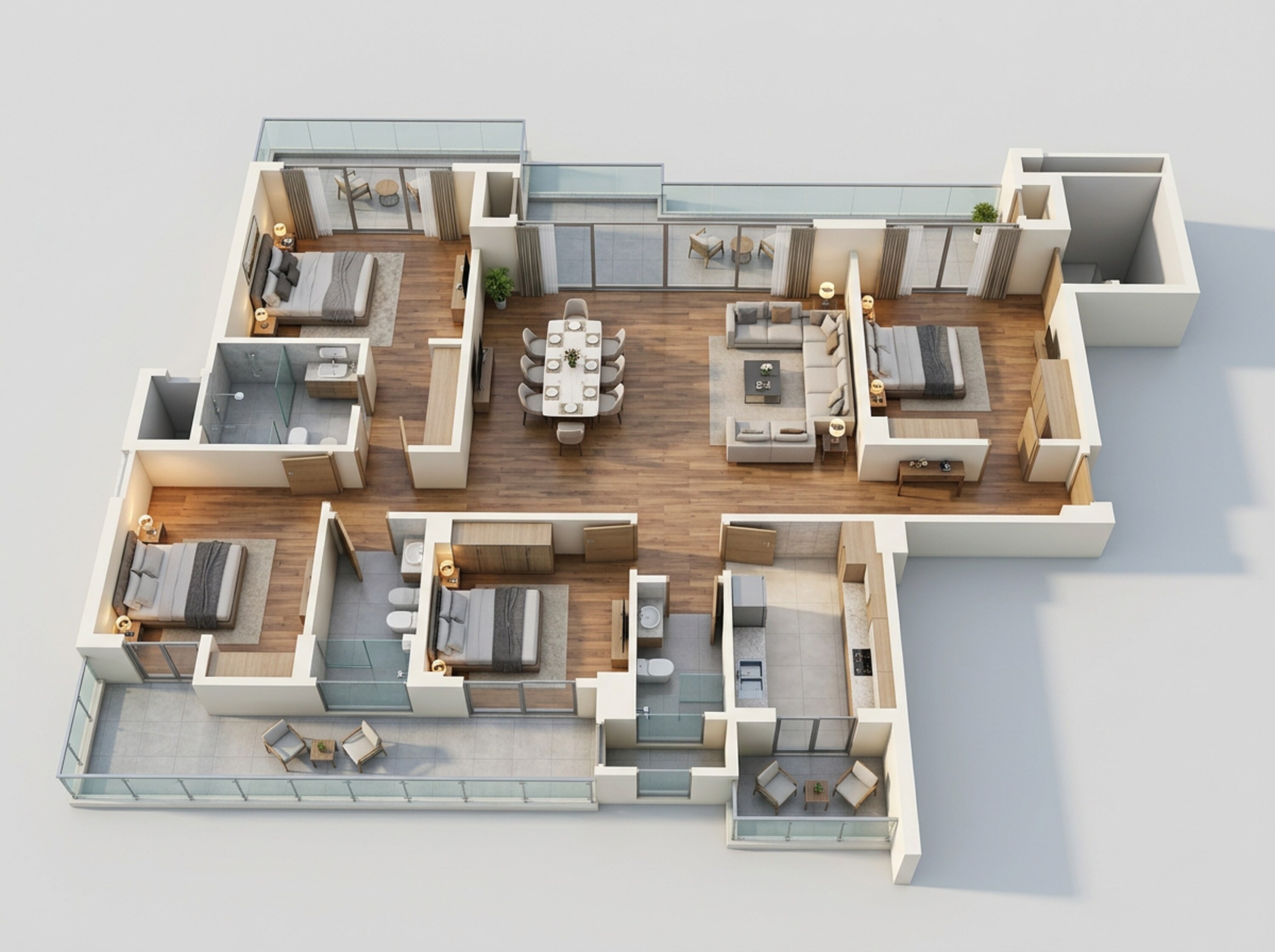 Floor plan of 4 BHK 2755 Sq. Ft. Apartment in Eldeco La Vida Bella, Greater Noida