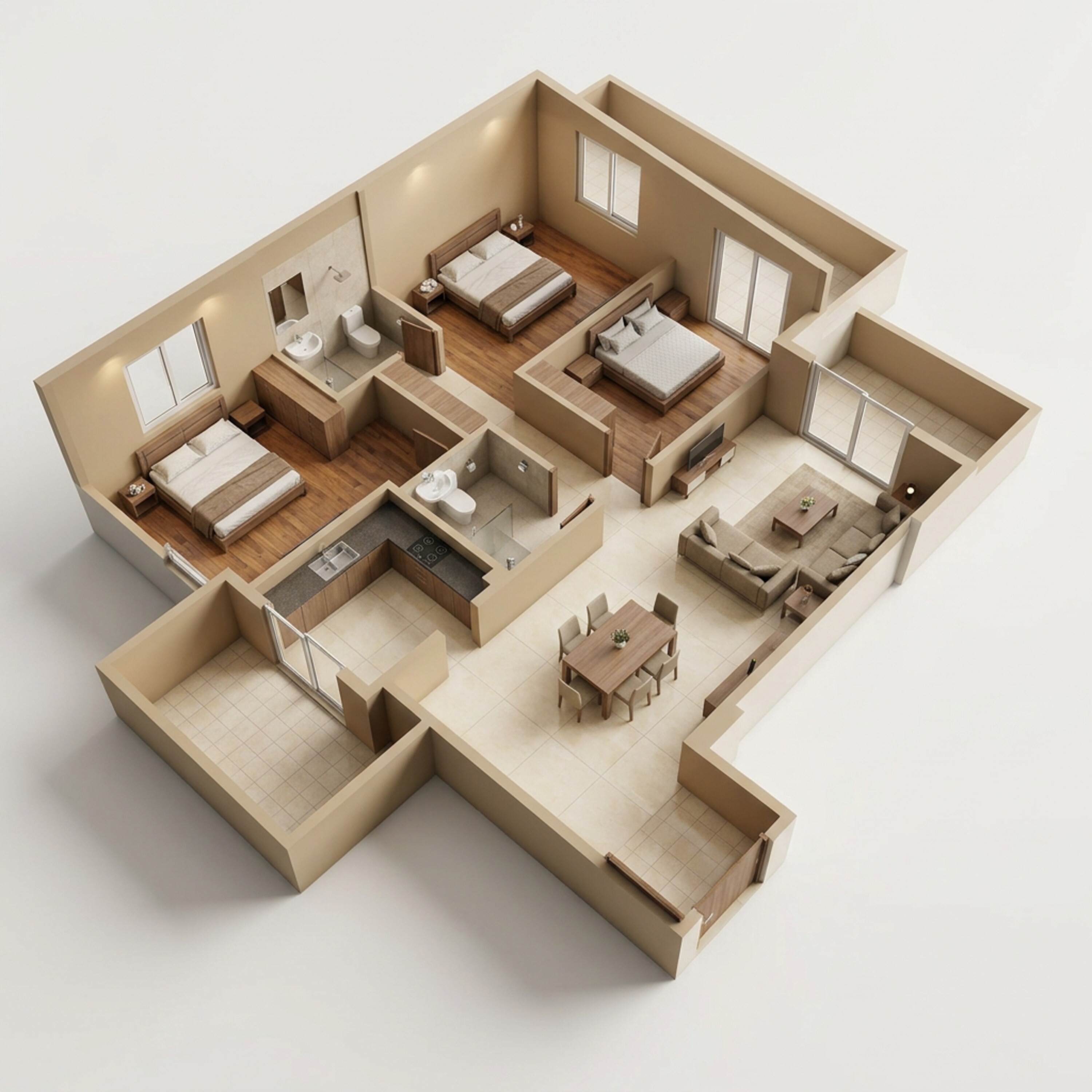 Floor plan of 2 BHK 1555 Sq. Ft. Apartment in Eldeco La Vida Bella, Greater Noida