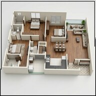 Floor plan of 3 BHK 1024 Sq. Ft. Apartment in Karam Infinity Homes, Ahmedabad