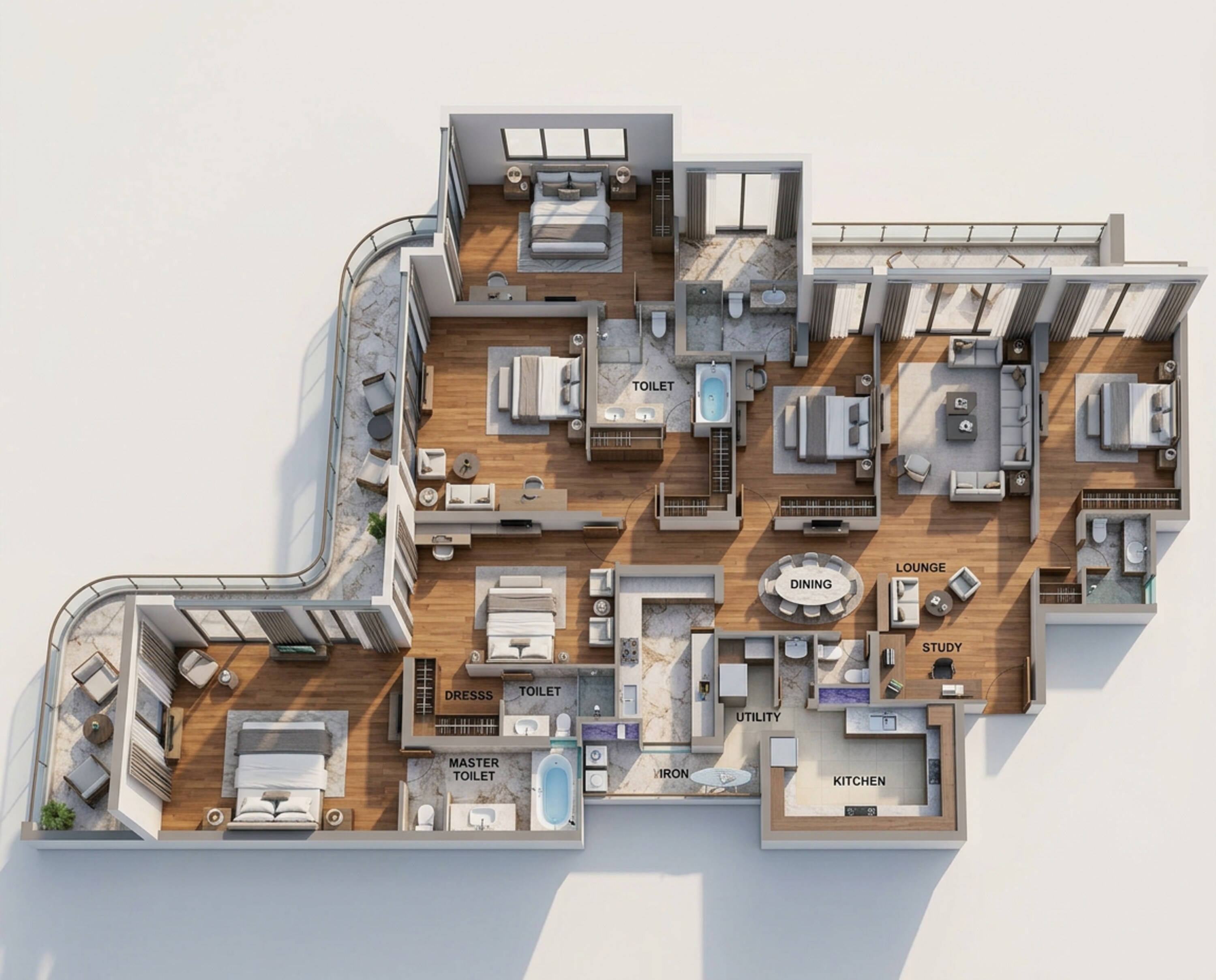 Floor plan of 4 BHK 4270 Sq. Ft. Apartment in M3M Altitude, Gurgaon