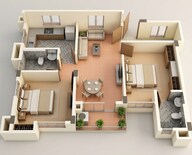Floor plan of 2 BHK 890 Sq. Ft. Apartment in Symphony Proxima, Kolkata