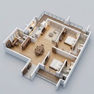 Floor plan of 2 BHK 1964 Sq. Ft. Apartment in Krisumi Waterside Residences, Gurgaon