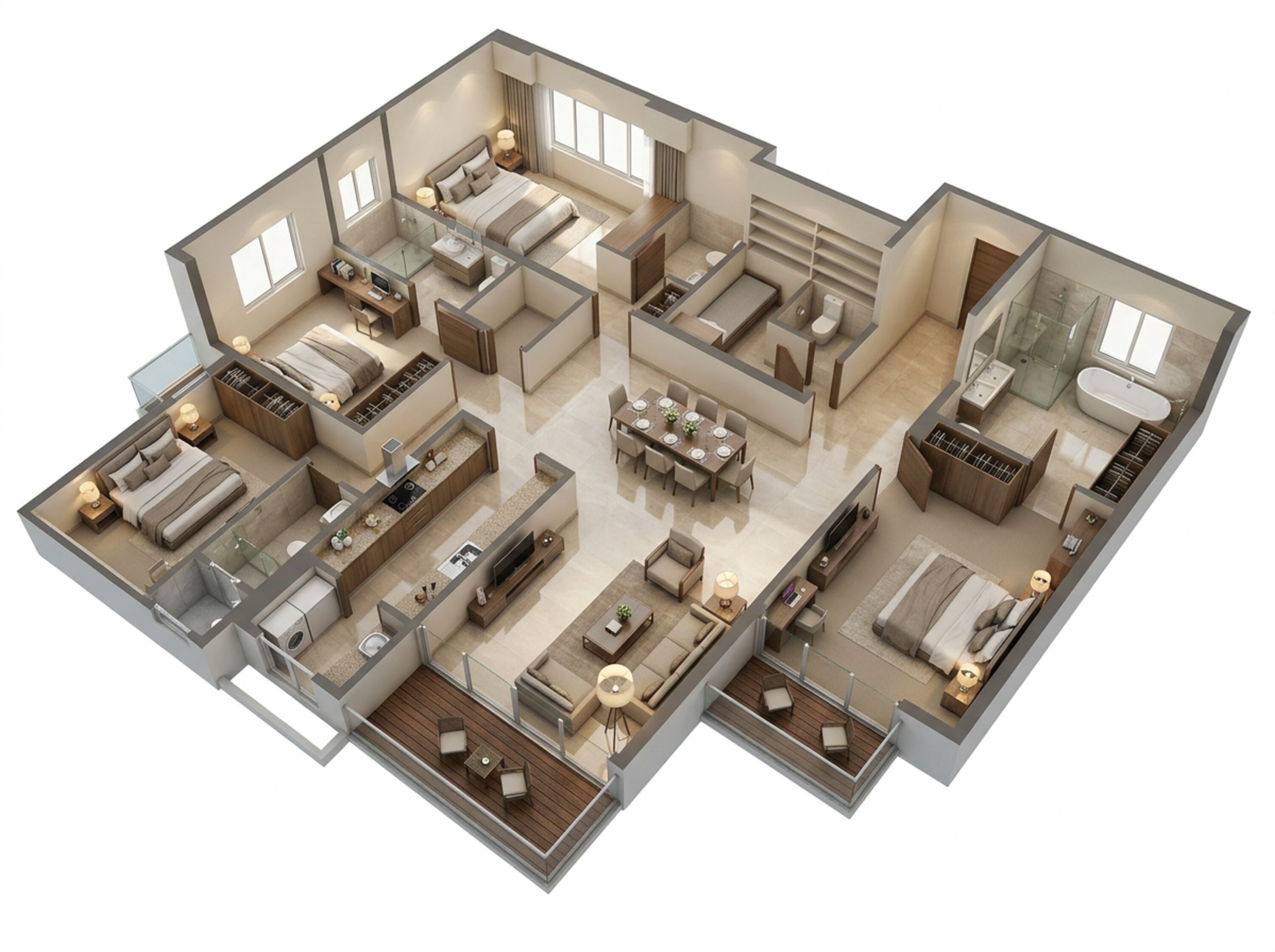 Floor plan of 4 BHK 1899 Sq. Ft. Apartment in Kalpataru Amare, Mumbai