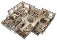 Floor plan of 4 BHK 1899 Sq. Ft. Apartment in Kalpataru Amare, Mumbai