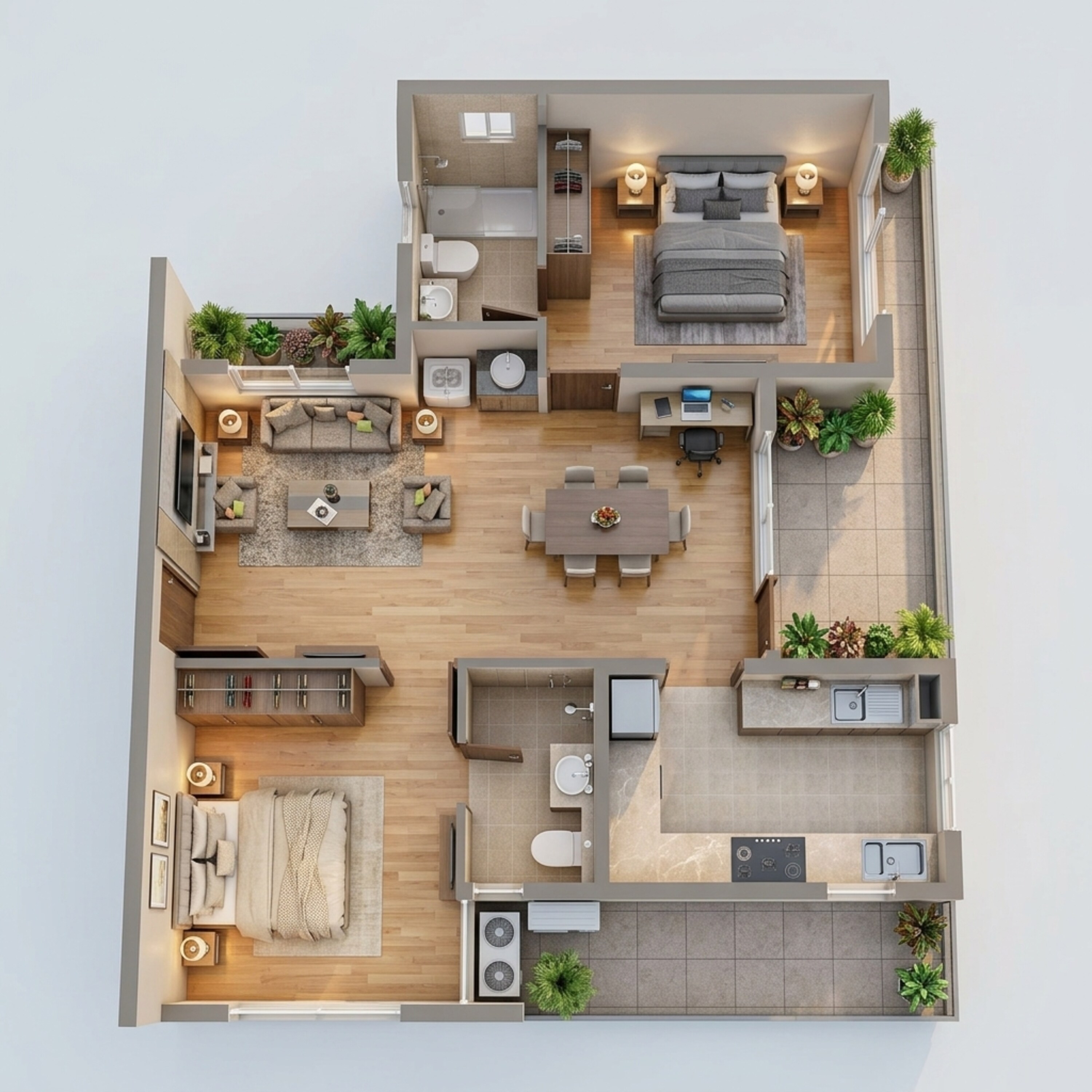 Floor plan of 2 BHK 1159 Sq. Ft. Apartment in Casagrand French Town, Chennai