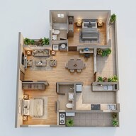 Floor plan of 2 BHK 1159 Sq. Ft. Apartment in Casagrand French Town, Chennai