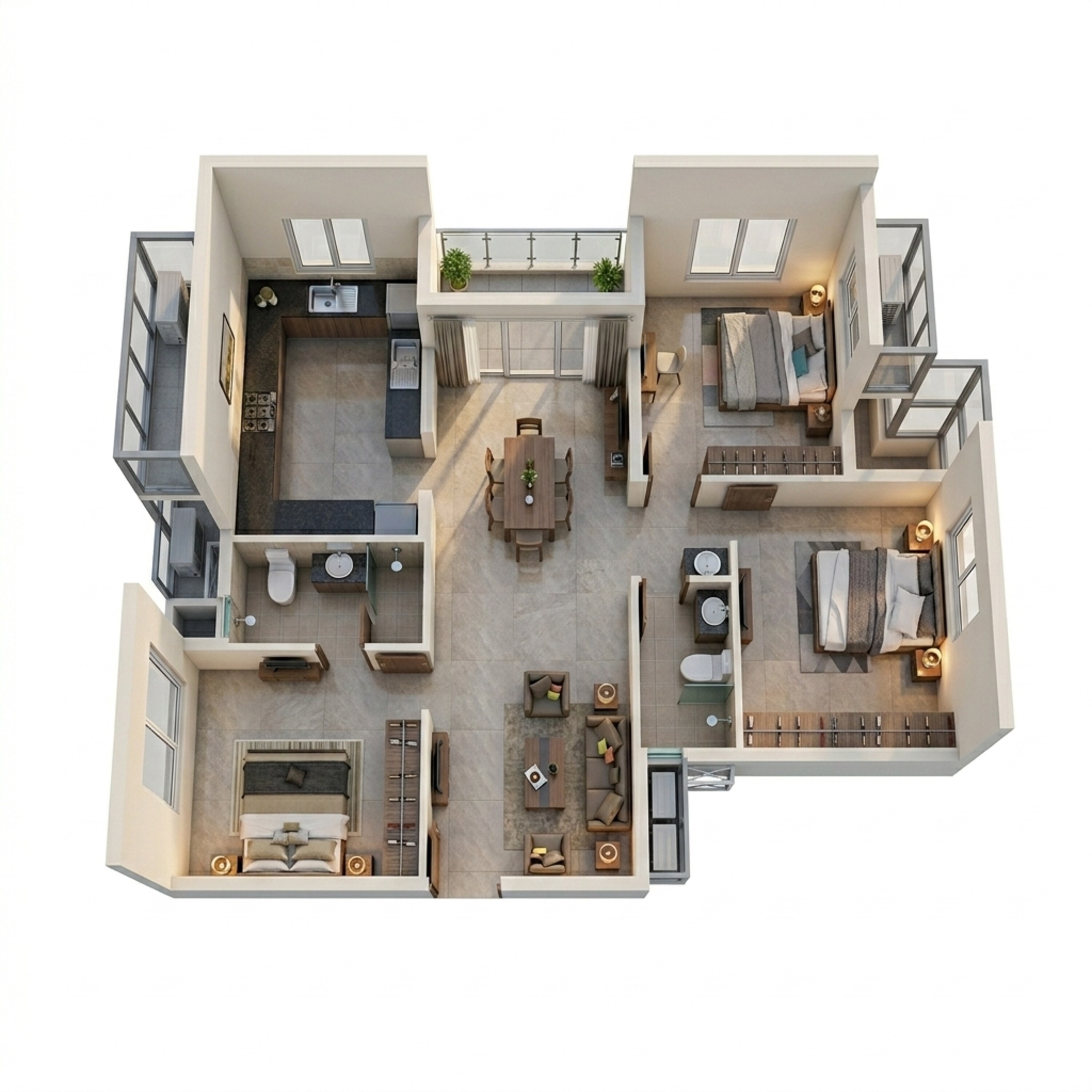 Floor plan of 3 BHK 1451 Sq. Ft. Apartment in Casagrand French Town, Chennai