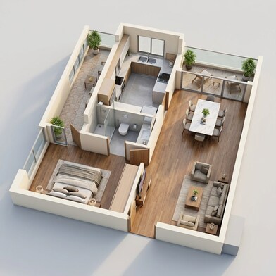 Floor plan of 1 BHK 900 Sq. Ft. Apartment in Casagrand Hola, Chennai