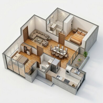 Floor plan of 2 BHK 1150 Sq. Ft. Apartment in Casagrand Hola, Chennai