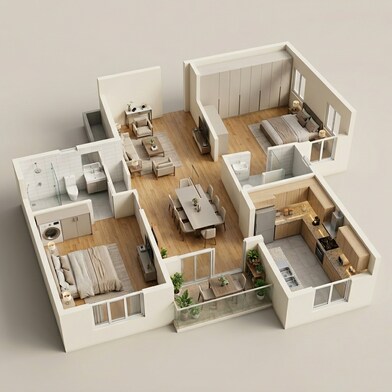 Floor plan of 2 BHK 1450 Sq. Ft. Apartment in Casagrand Hola, Chennai
