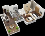 Floor plan of 2 BHK 601 Sq. Ft. Apartment in Kolte Patil 1st Avenue, Pune