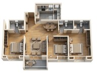 Floor plan of 3 BHK 851 Sq. Ft. Apartment in Kohinoor Riverdale, Pune