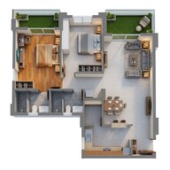 Floor plan of 2 BHK 845 Sq. Ft. Apartment in Ashiana Ekansh, Jaipur