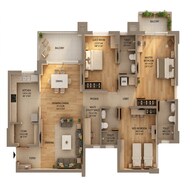 Floor plan of 3 BHK 1029 Sq. Ft. Apartment in Ashiana Ekansh, Jaipur