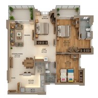 Floor plan of 3 BHK 1216 Sq. Ft. Apartment in Ashiana Ekansh, Jaipur