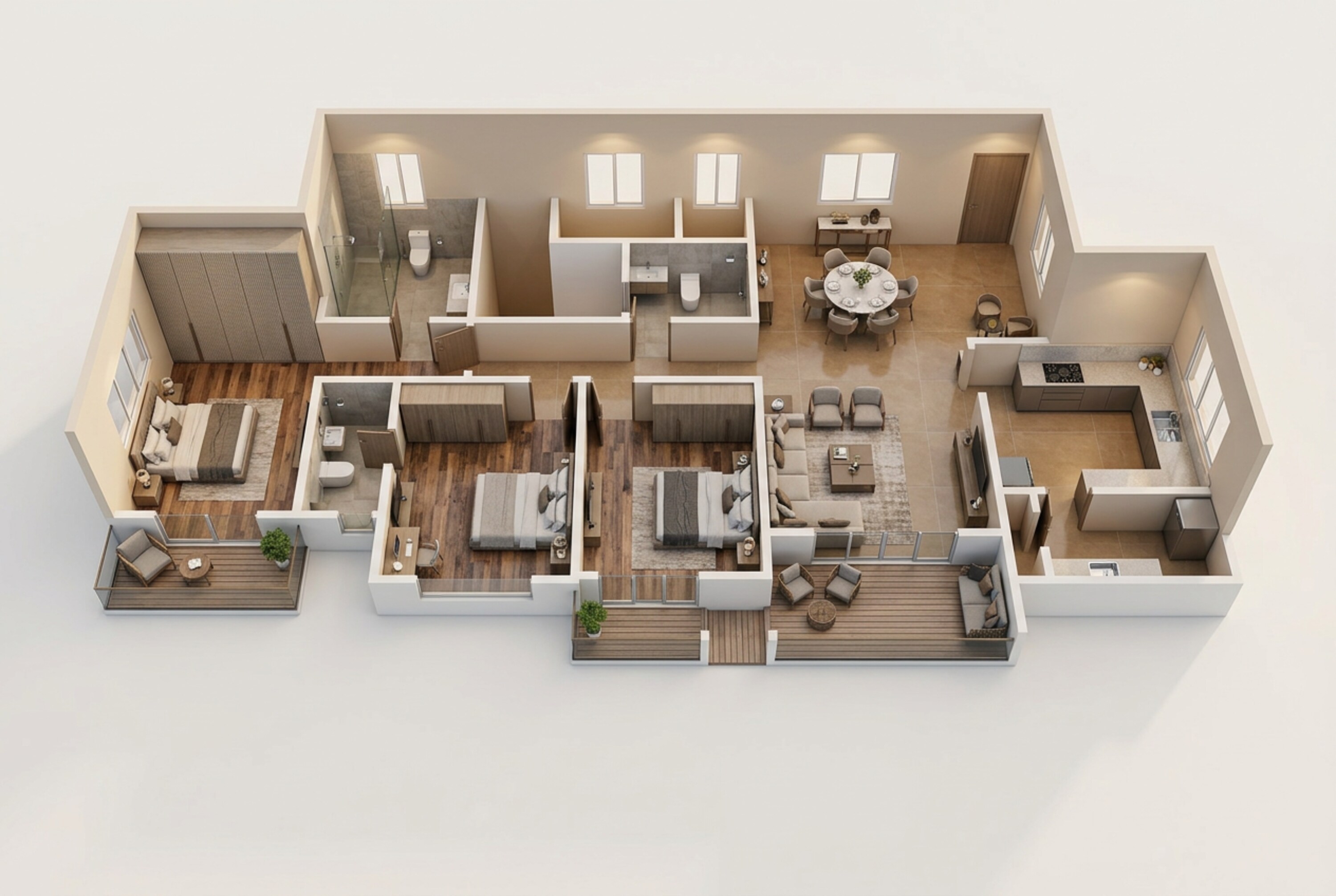 Floor plan of 3 BHK 2037 Sq. Ft. Apartment in Prestige Camden Gardens, Bangalore