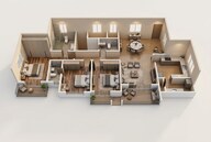Floor plan of 3 BHK 2037 Sq. Ft. Apartment in Prestige Camden Gardens, Bangalore