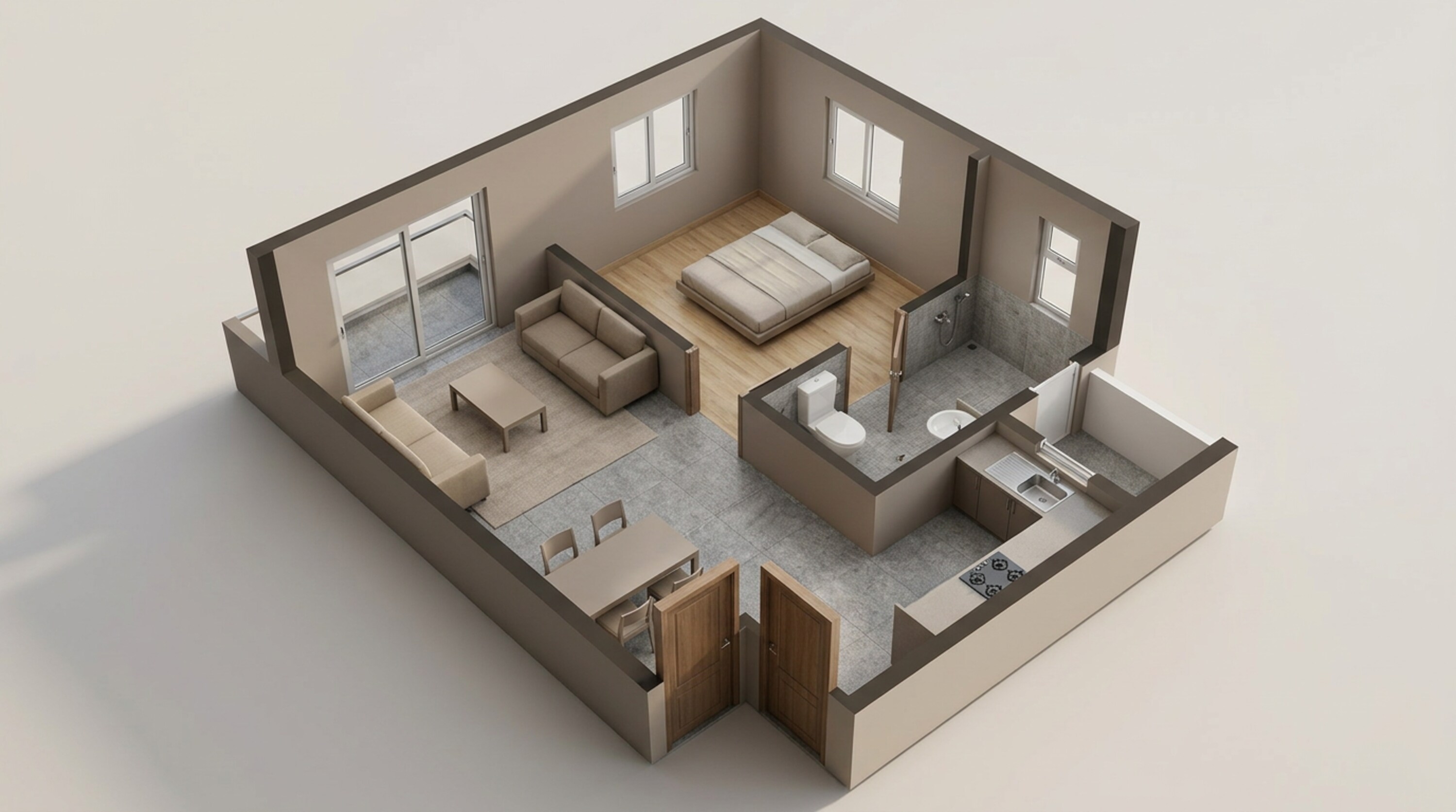 Floor plan of 1 BHK 535 Sq. Ft. Apartment in Brigade El Dorado Cobalt, Bangalore