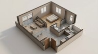 Floor plan of 1 BHK 535 Sq. Ft. Apartment in Brigade El Dorado Cobalt, Bangalore