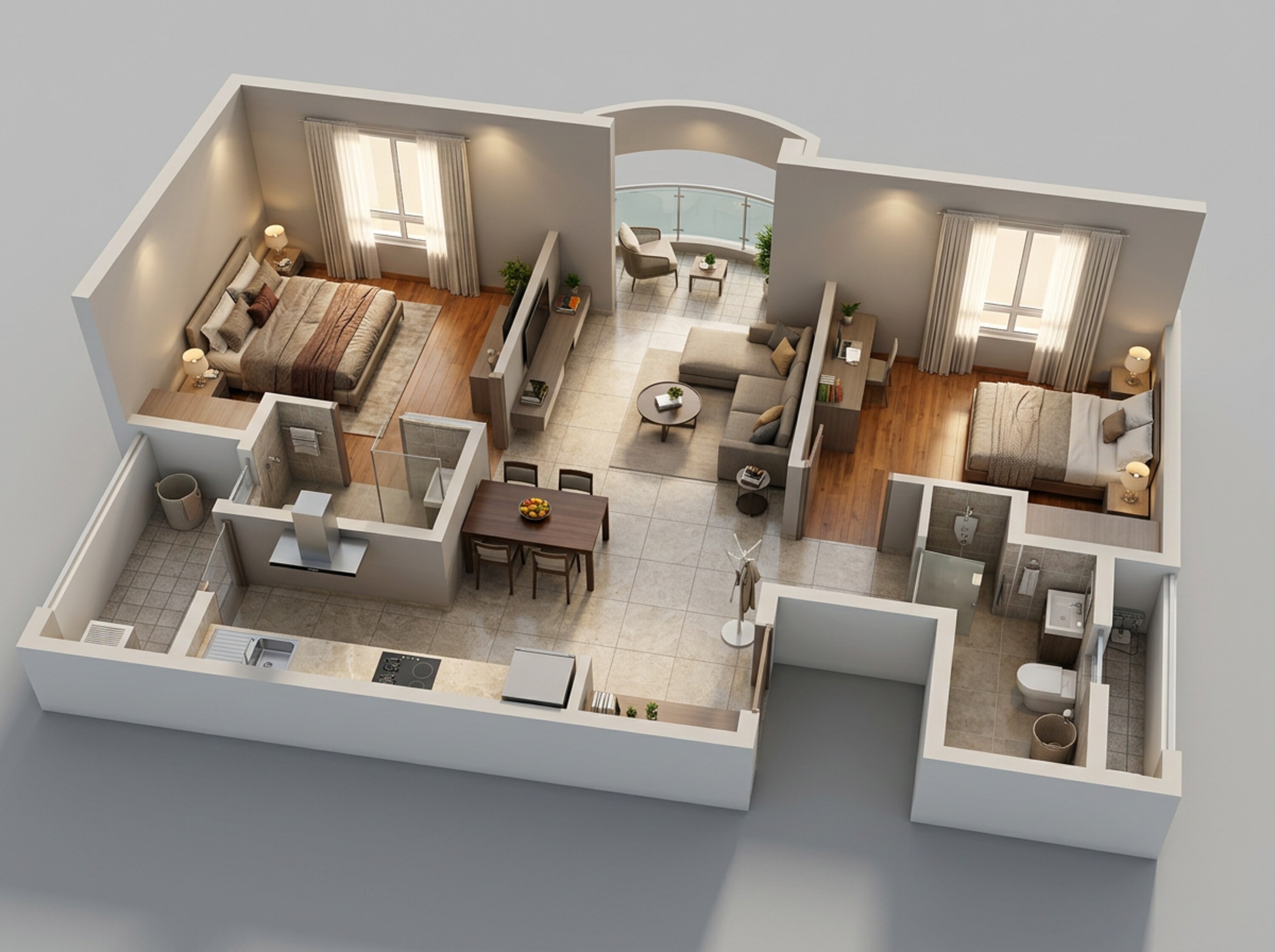 Floor plan of 2 BHK 938 Sq. Ft. Apartment in Brigade El Dorado Cobalt, Bangalore