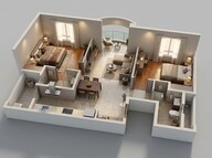 Floor plan of 2 BHK 938 Sq. Ft. Apartment in Brigade El Dorado Cobalt, Bangalore
