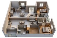 Floor plan of 2 BHK 1072 Sq. Ft. Apartment in Brigade El Dorado Cobalt, Bangalore