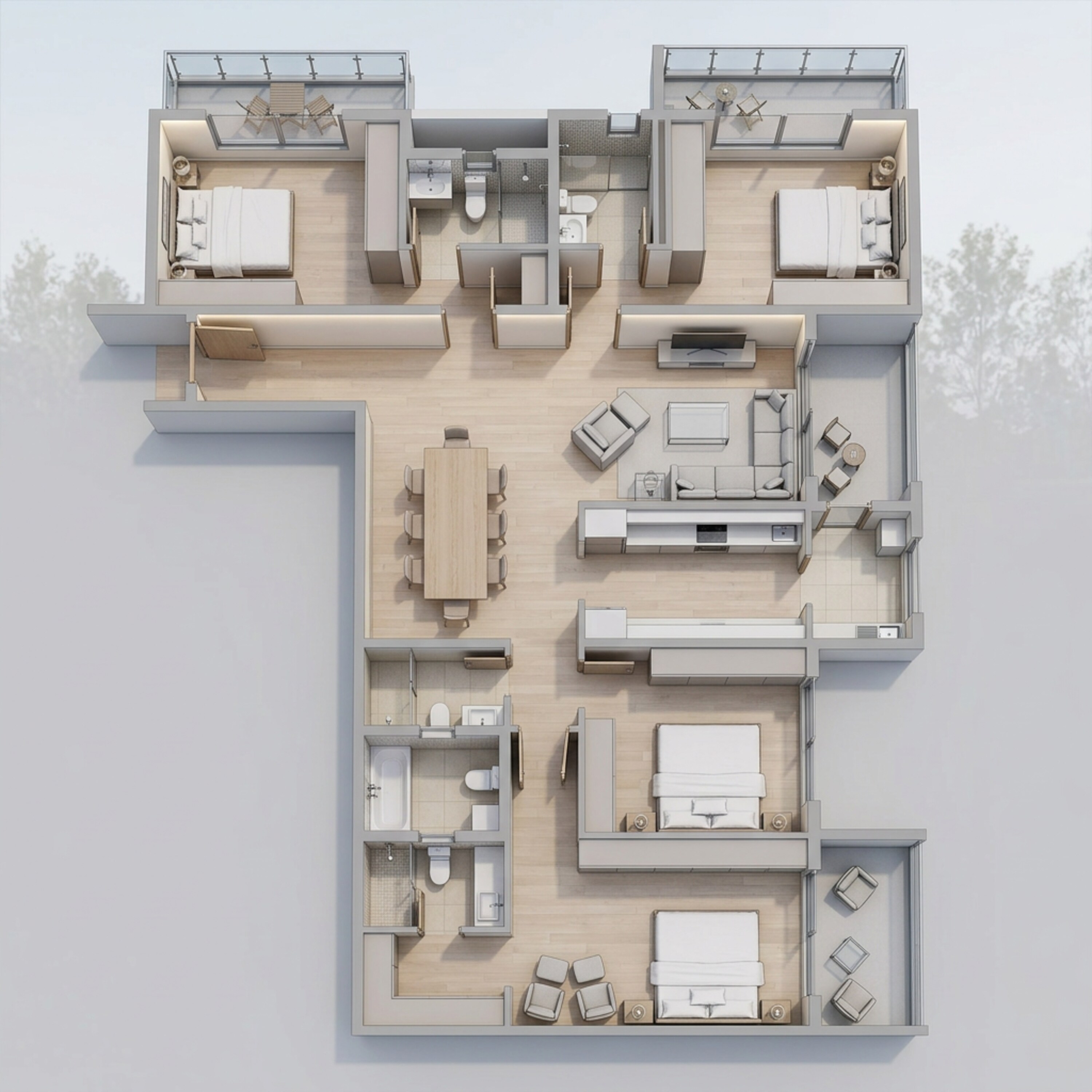 Floor plan of 4 BHK 2775 Sq. Ft. Apartment in Century Regalia, Bangalore