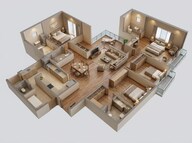 Floor plan of 3 BHK 2145 Sq. Ft. Apartment in Brigade Insignia, Bangalore