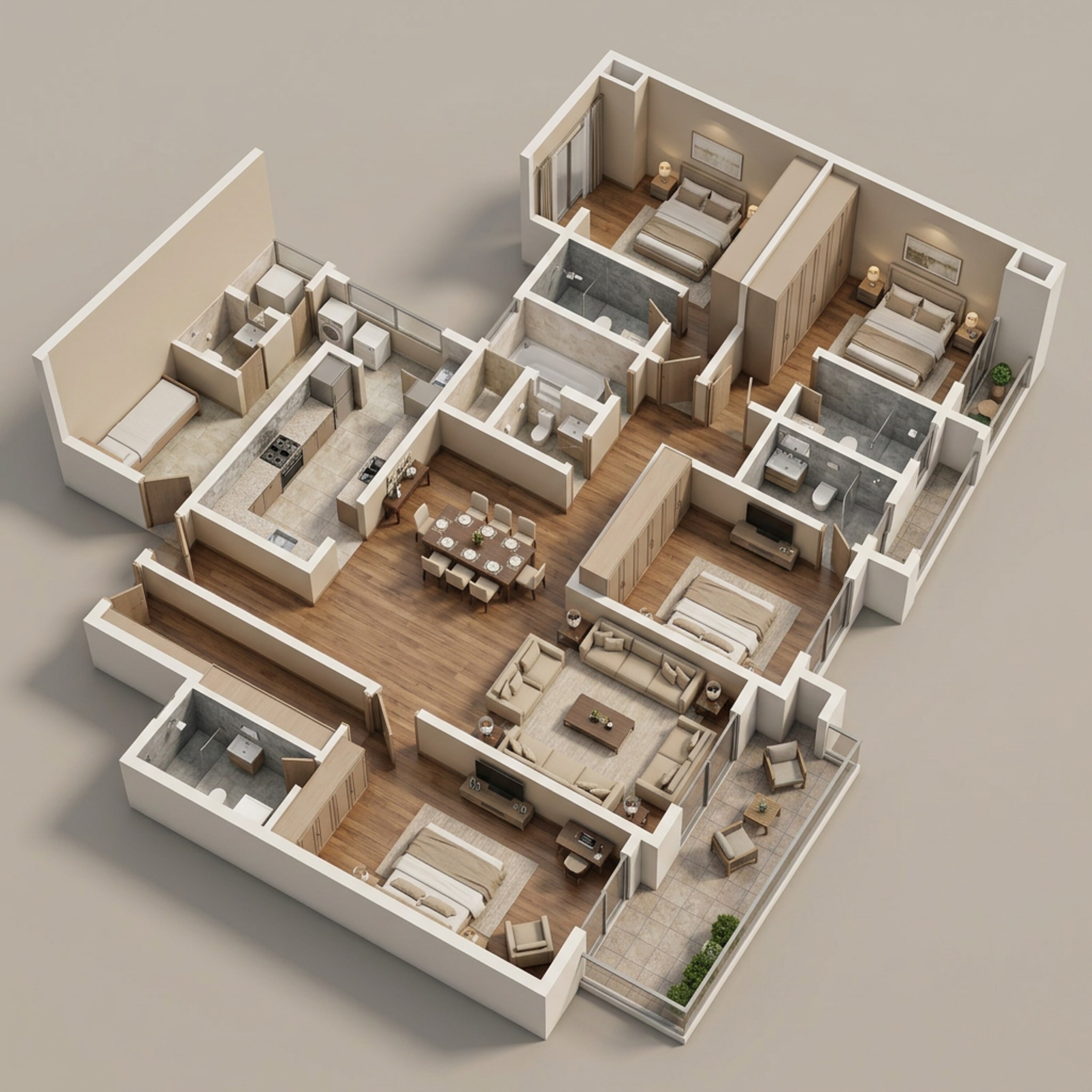 Floor plan of 4 BHK 3114 Sq. Ft. Apartment in Brigade Insignia, Bangalore