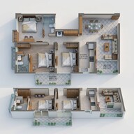 Floor plan of 3 BHK 1540 Sq. Ft. Apartment in Ashiana Nitara, Jaipur