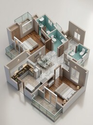 Floor plan of 2 BHK 815 Sq. Ft. Apartment in Rudra Aadharshila, Varanasi