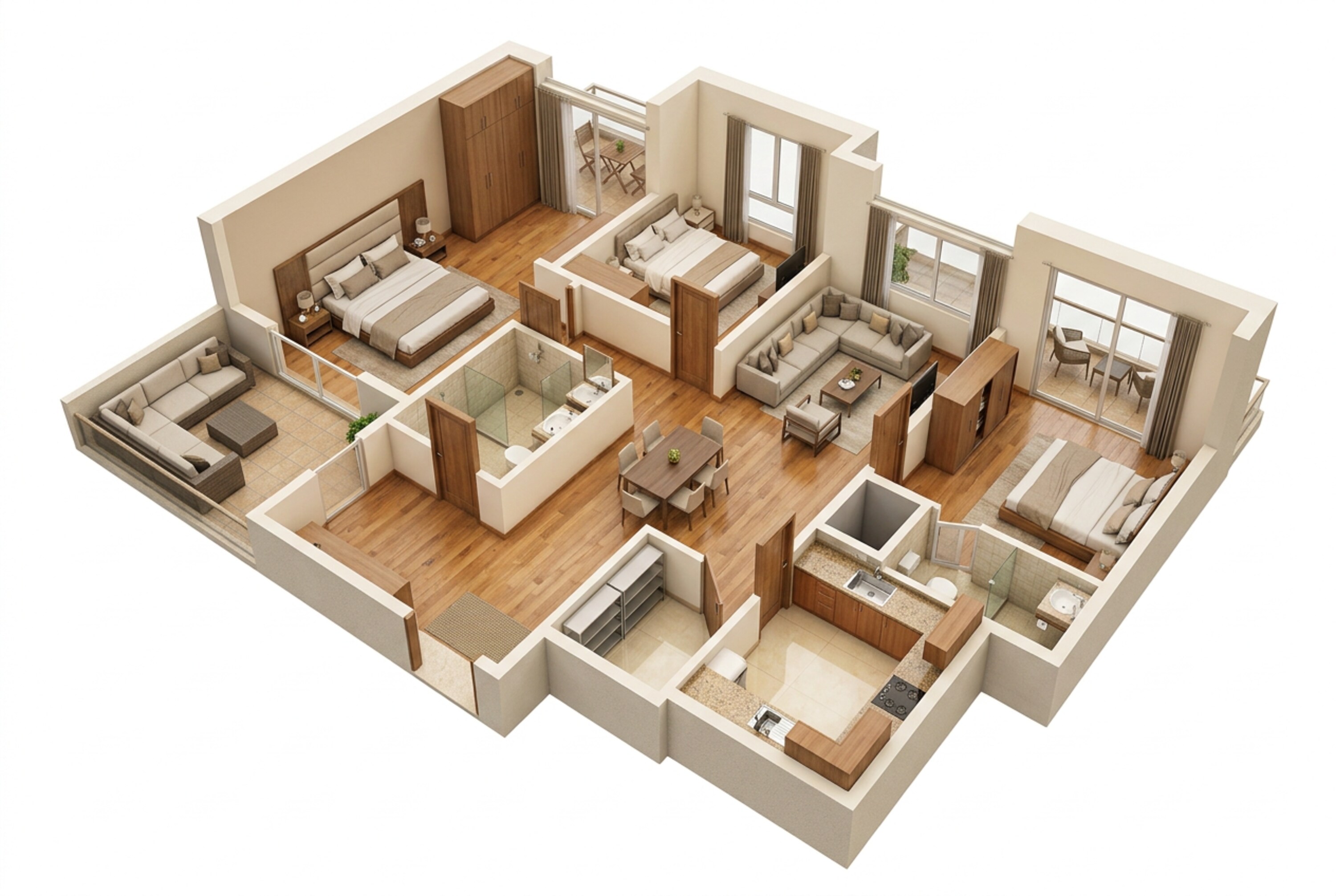 Floor plan of 3 BHK 1650 Sq. Ft. Apartment in Jashn Elevate, Lucknow