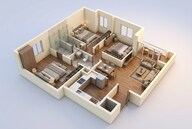 Floor plan of 2 BHK 855 Sq. Ft. Apartment in VTP Cielo, Pune