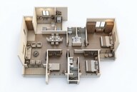Floor plan of 3 BHK 1470 Sq. Ft. Apartment in VTP Cielo, Pune