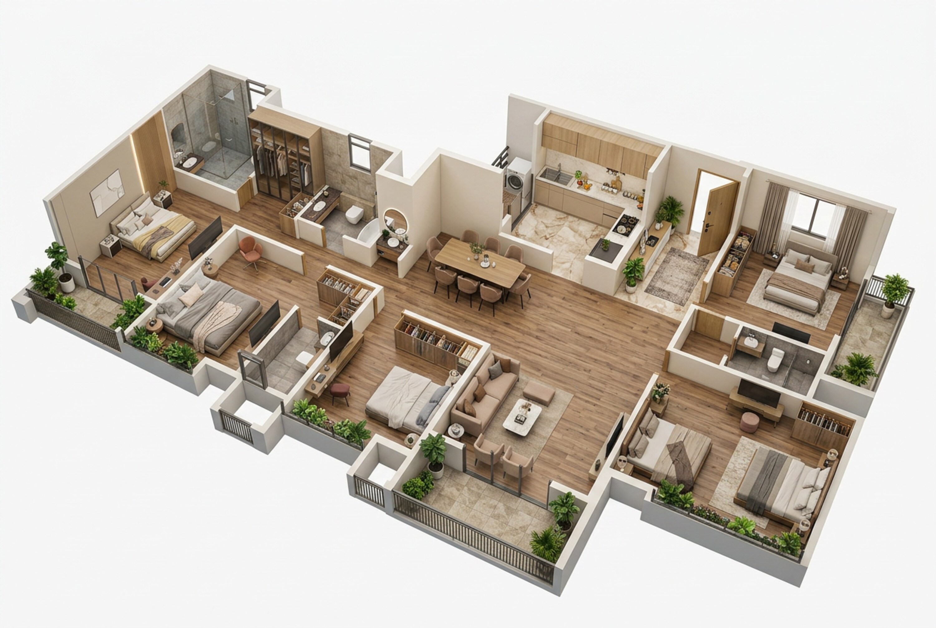 Floor plan of 4 BHK 1744 Sq. Ft. Apartment in VTP Cielo, Pune