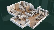 Floor plan of 2 BHK 803 Sq. Ft. Apartment in Kohinoor Central Park, Pune