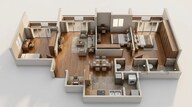 Floor plan of 3 BHK 955 Sq. Ft. Apartment in Kohinoor Central Park, Pune