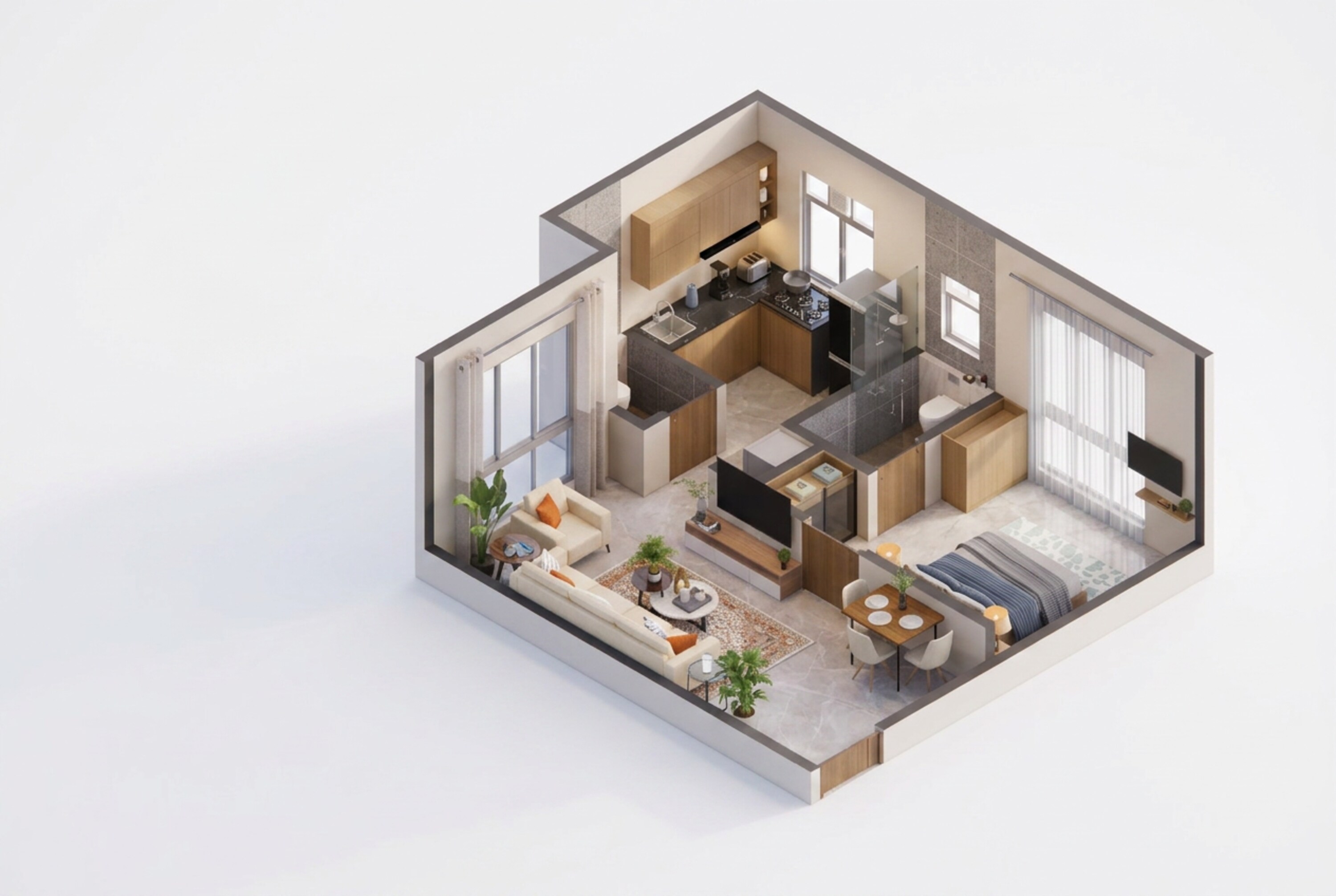 Floor plan of 1 BHK 480 Sq. Ft. Apartment in Pacific Yashogiri, Thane