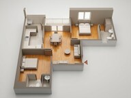 Floor plan of 2 BHK 883 Sq. Ft. Apartment in Sekaran Brighton, Chennai