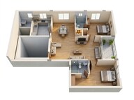 Floor plan of 2 BHK 1074 Sq. Ft. Apartment in Sekaran Brighton, Chennai