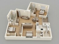 Floor plan of 3 BHK 1214 Sq. Ft. Apartment in Sekaran Brighton, Chennai