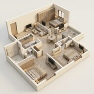 Floor plan of 3 BHK 1038 Sq. Ft. Apartment in Ramaniyam Shyamala, Chennai