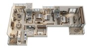 Floor plan of 3 BHK 1327 Sq. Ft. Apartment in Kohinoor Satori, Pune