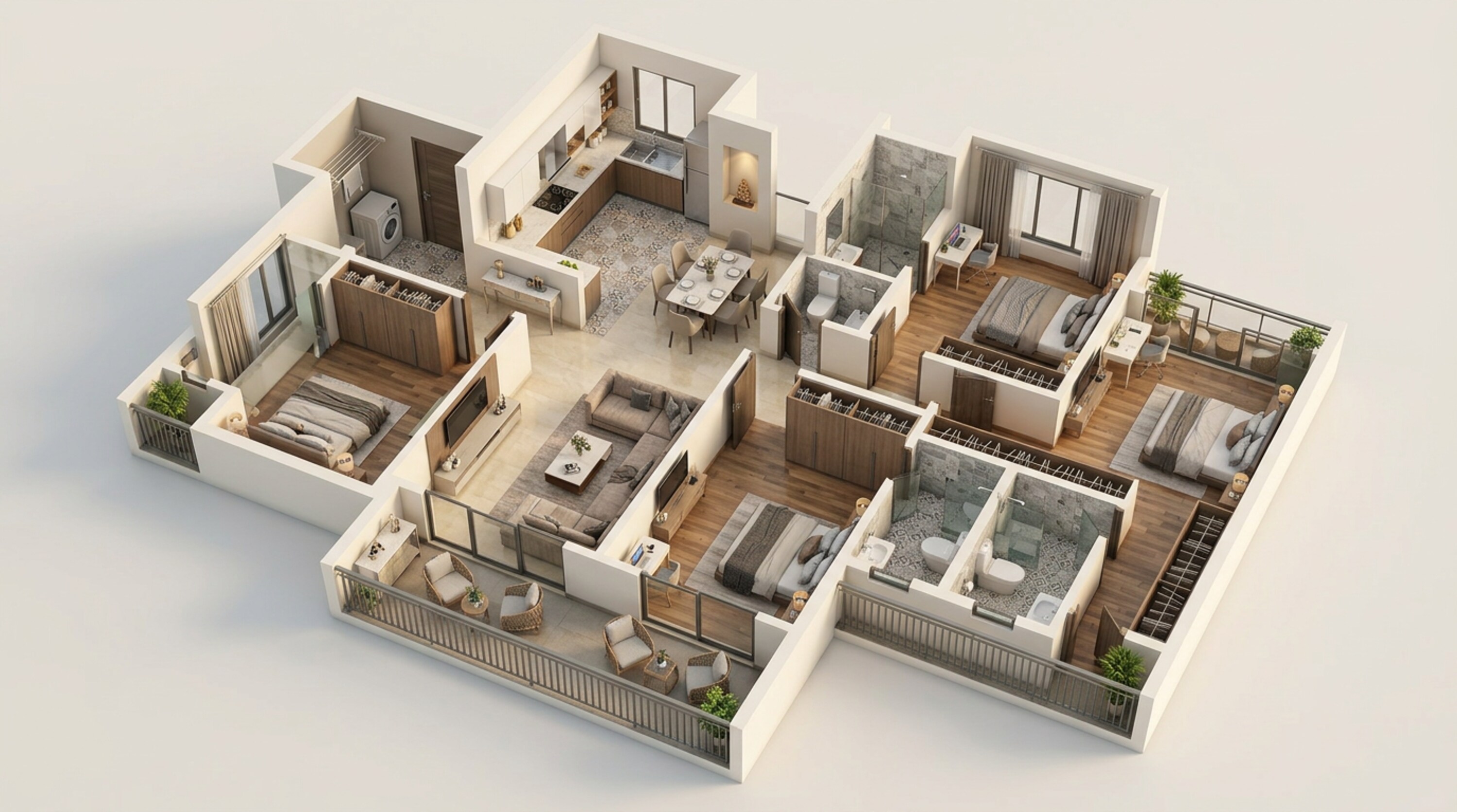 Floor plan of 4 BHK 1655 Sq. Ft. Apartment in Kohinoor Satori, Pune