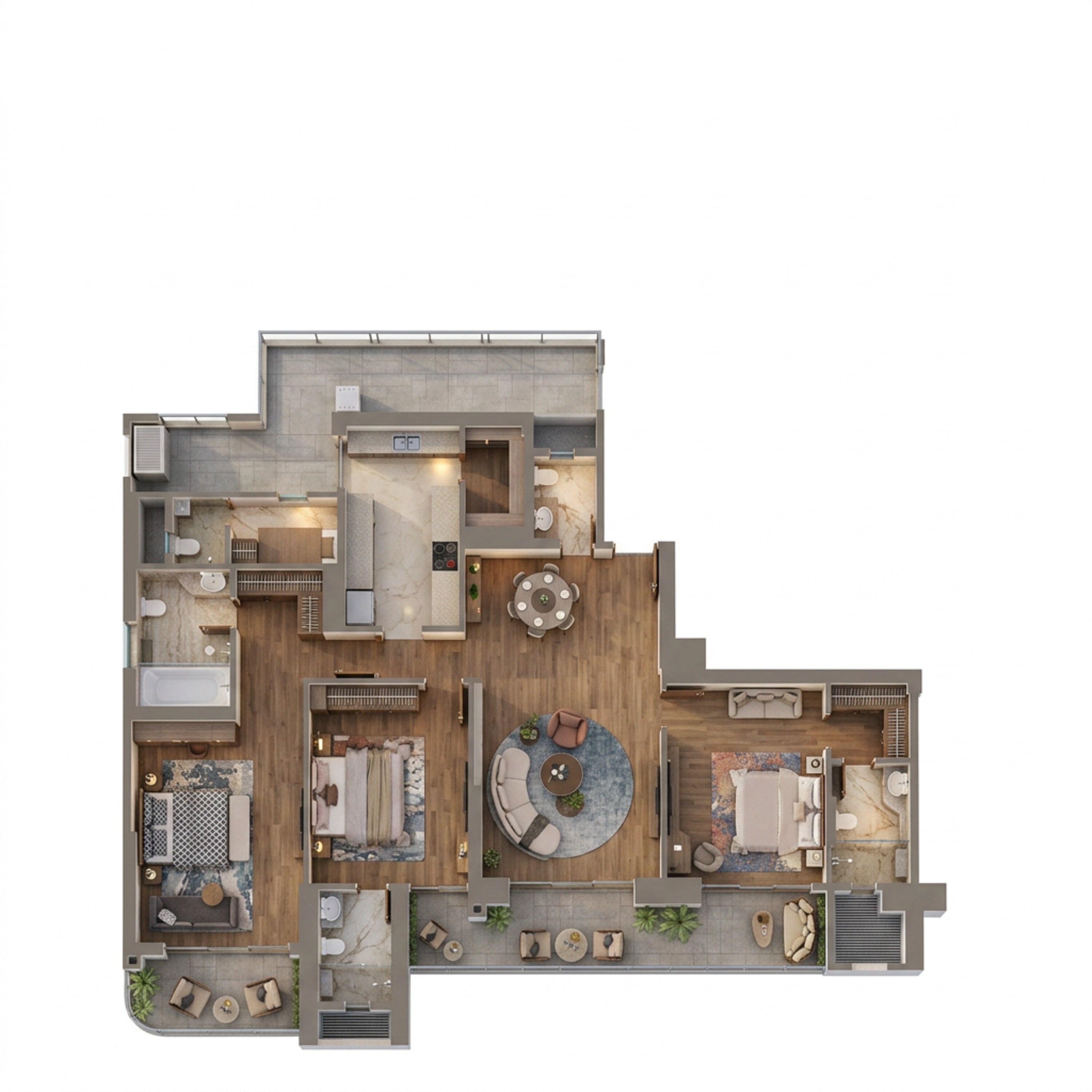 Floor plan of 3 BHK 2939 Sq. Ft. Apartment in Whiteland Urban Resort, Gurgaon