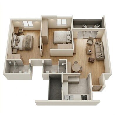 Floor plan of 2 BHK 638 Sq. Ft. Apartment in Kohinoor Group Abhimaan, Pune