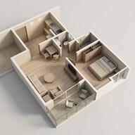 Floor plan of 2 BHK 584 Sq. Ft. Apartment in Kohinoor Group Abhimaan, Pune