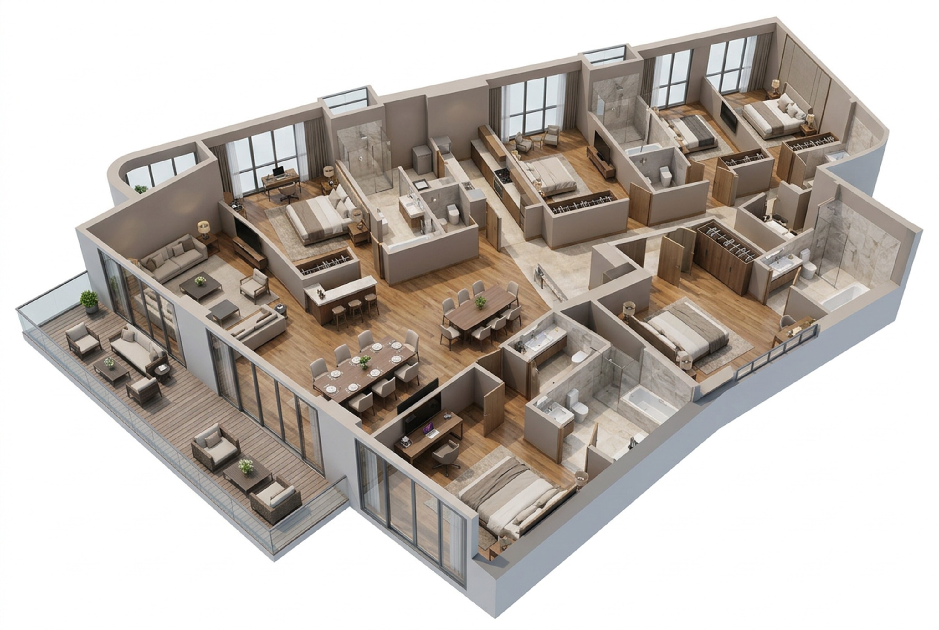 Floor plan of 4 BHK 2400 Sq. Ft. Apartment in Rustomjee Ocean Vista, Mumbai